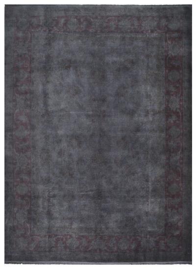 VINTAGE UŞAK PAŞA GRİ EL DOKUMA HALI 378x527