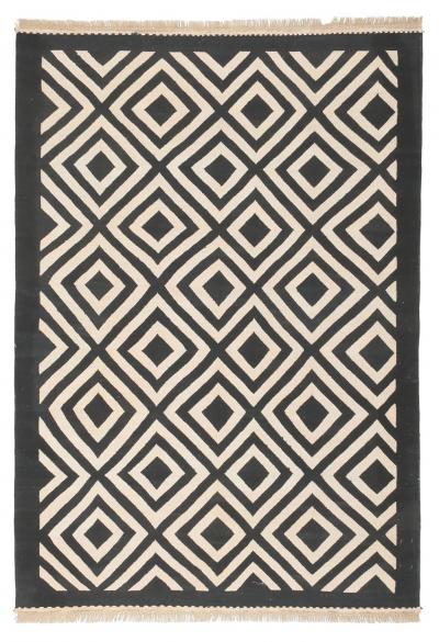 OUSHAK SEMI FINE KILIM MODERN BLACK 4.0*6.0